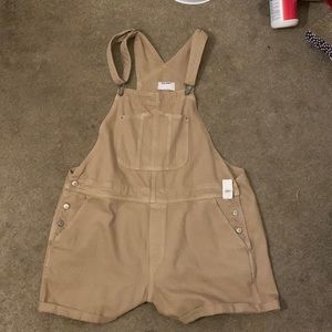 NWT Old Navy Khaki Overall Short Set